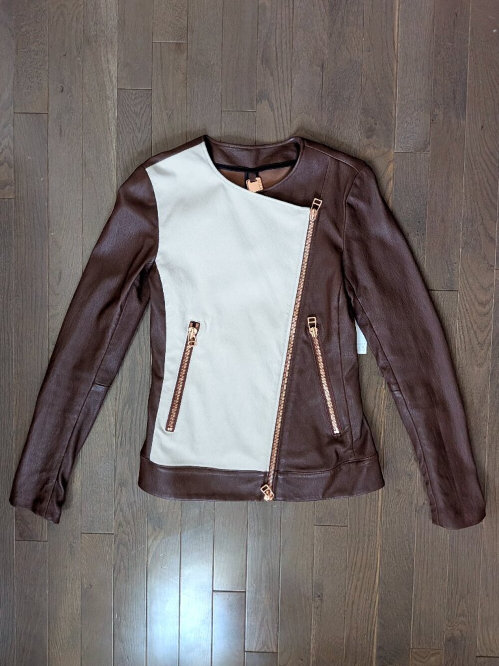 Thomas Wylde Coloblock Leather Moto Jacket